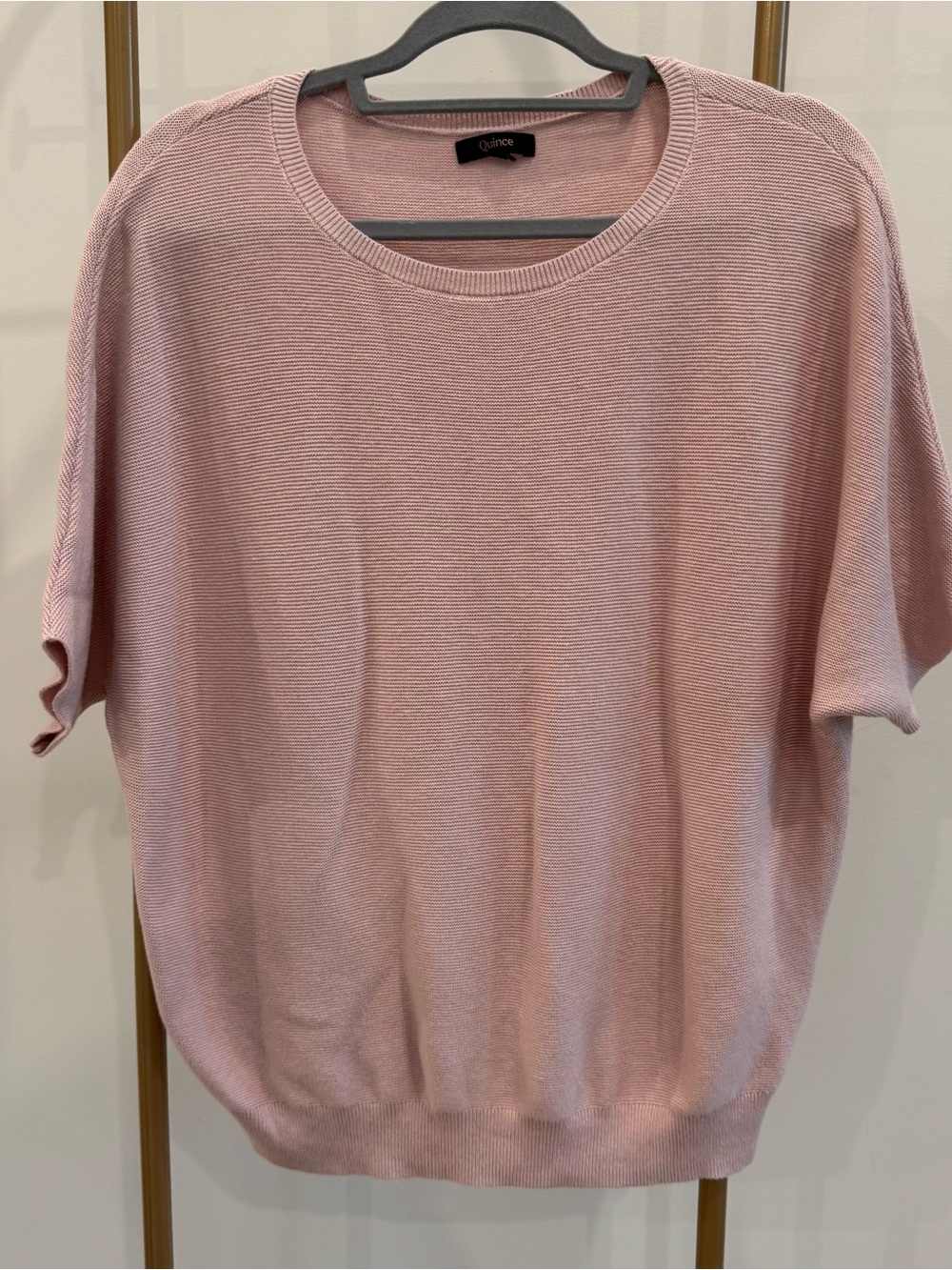 Quince Short-Sleeve Crewneck Top in Dusty Pink